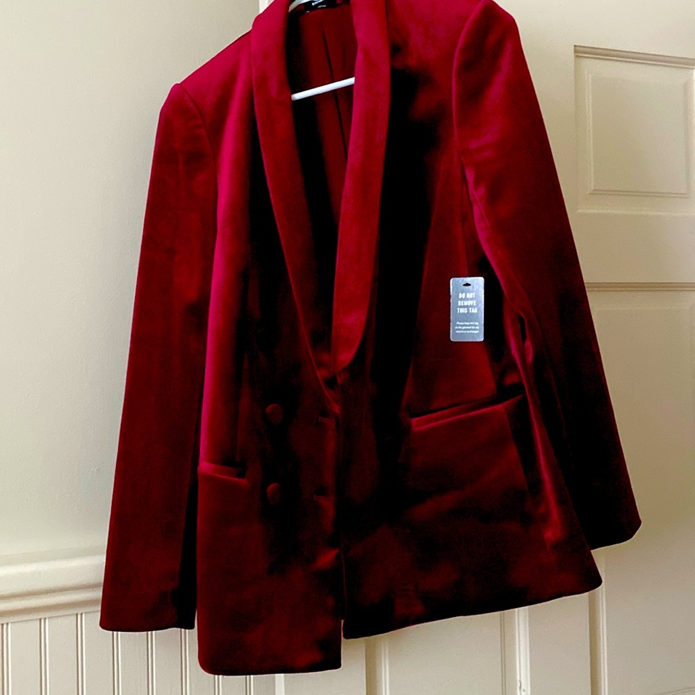 Express cranberry velvet blazer, never worn